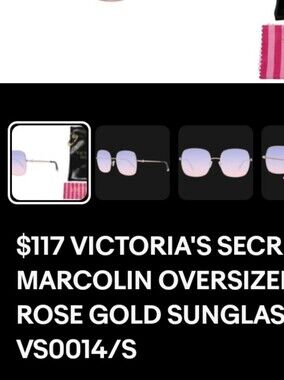 Victoria's Secret Rose Gold Frame Sunglasses with Pink-Purple Gradient Lenses